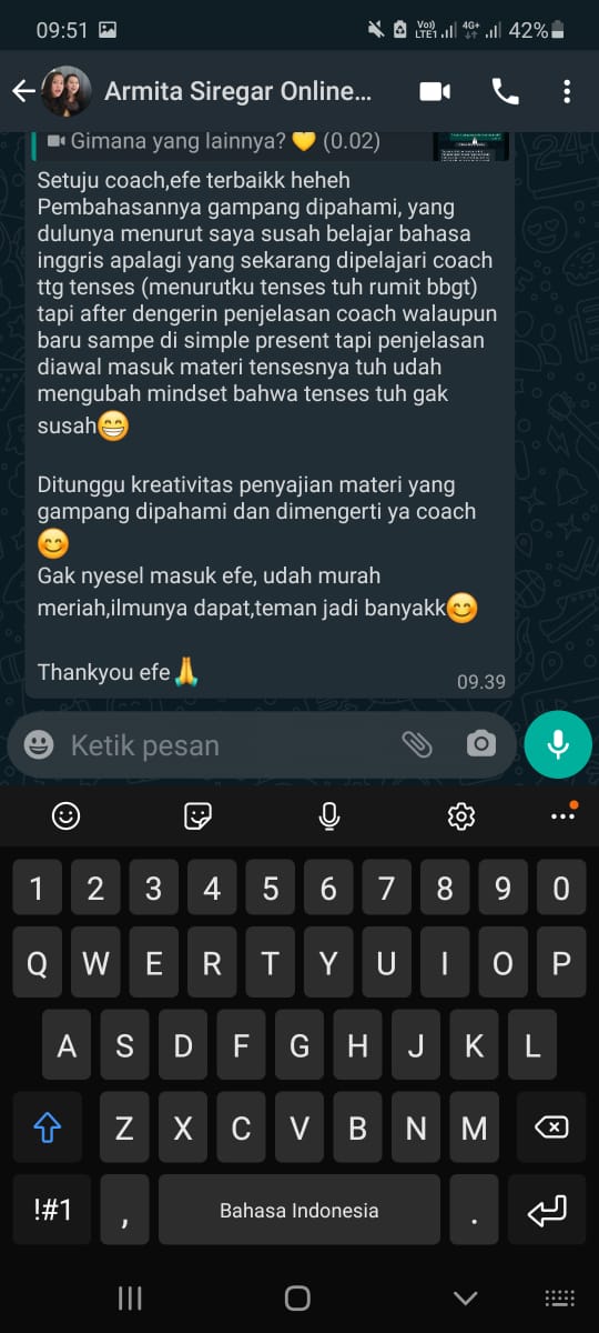 Bukti chat testimoni Armita Siregar